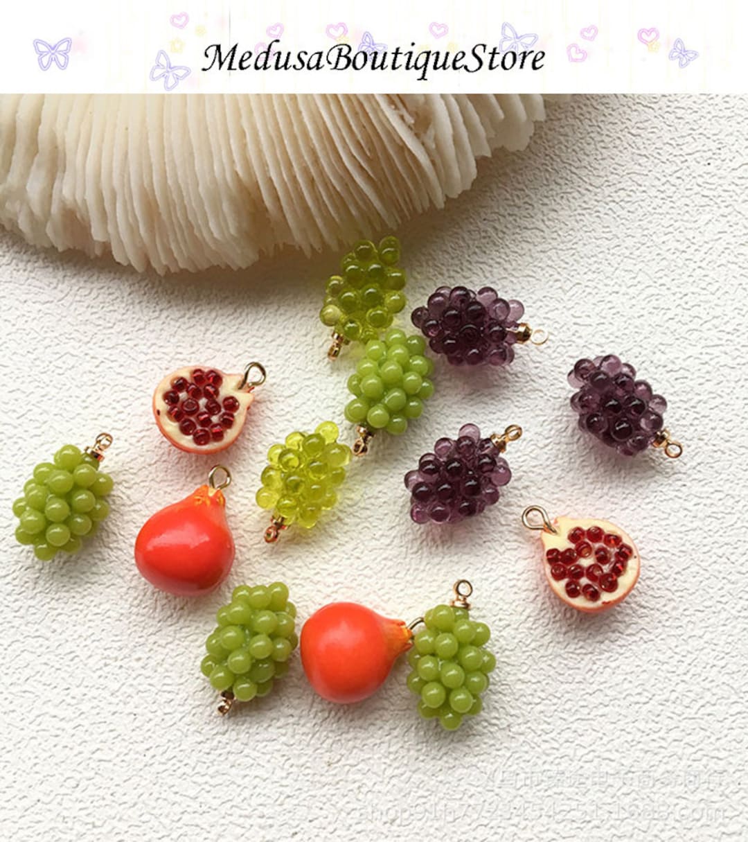 5pcs Grape Charms, Pomegranate Charms, Resin Fruit Charms Pendant, DIY ...