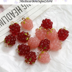 5 pièces breloques raisin framboise, pendentif breloques fruits en résine, accessoires de bijoux à bricoler soi-même, bracelet collier boucle d'oreille résultats fournitures d'artisanat image 2