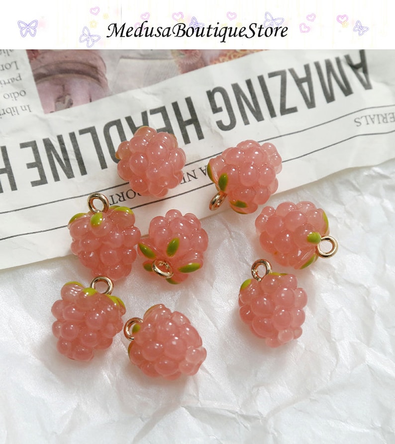 5 pièces breloques raisin framboise, pendentif breloques fruits en résine, accessoires de bijoux à bricoler soi-même, bracelet collier boucle d'oreille résultats fournitures d'artisanat image 7