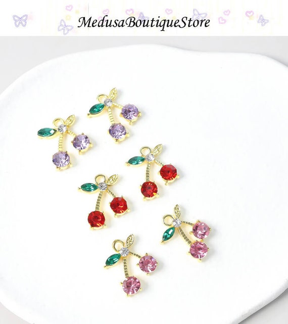Ciondoli A Ciliegia Beadthoven Con Strass – 20 Pezzi, 5 Colori, 15x20mm, Placcati Oro, Per Creare Orecchini, Collane E Bijoux Fai-da-te
