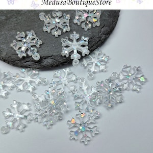 5pcs Acrylic Snowflake Charms, Glitter Snowflake Pendant, DIY Bracelet Necklace Earring Jewelry Findings Craft