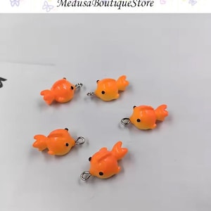 5pcs Goldfish Charms, Cute Fish Pendant, DIY Jewelry Accessories For Bracelet Necklace Earring
