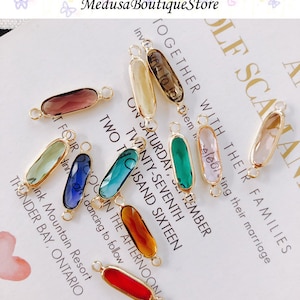 10pcs Oval Geometric Zircon Charm,Crystal Gemstone Earring Connector Pendant Charm,Earring Jewelry Findings Craft Handmade
