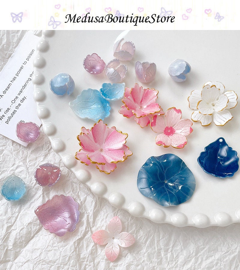 5Pcs Flower Charms, Floral Bud Charms Pendant, Flower Charms, DIY Bracelet Necklace Earring Jewelry Findings Craft Supplies