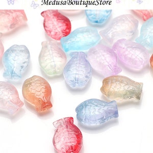 30pcs Fish Glass Beads, Fish Beads Pendant, Fish Beads, DIY Jewelry Accessories For Bracelet Necklace Earring Jewelry