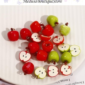2pcs Apple Resin Charms, Fruit Charms Pendant, DIY Bracelet Necklace Earring Jewelry Findings Craft