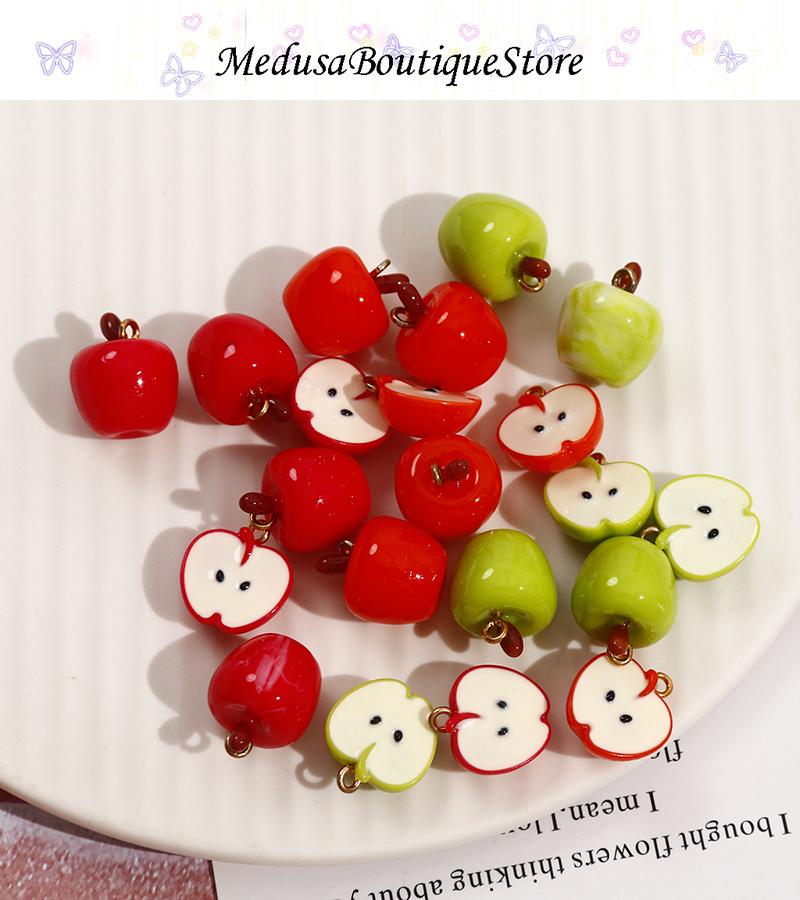 2pcs Apple Resin Charms, Fruit Charms Pendant, DIY Bracelet Necklace Earring Jewelry Findings Craft