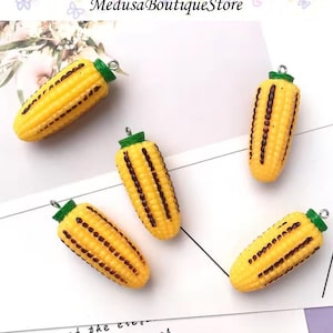 5pcs Corn Charms, Corn Vegetables Pendant, Resin Charms Pendant, DIY Bracelet Necklace Earring Jewelry Findings Craft