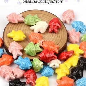 10pcs Color Fish Beads, Ceramic Goldfish Beads Pendants, DIY Bracelet Necklace Earring Jewelry Findings Craft