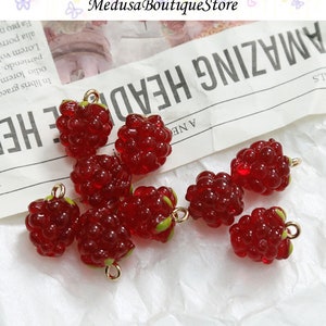 5 pièces breloques raisin framboise, pendentif breloques fruits en résine, accessoires de bijoux à bricoler soi-même, bracelet collier boucle d'oreille résultats fournitures d'artisanat image 6