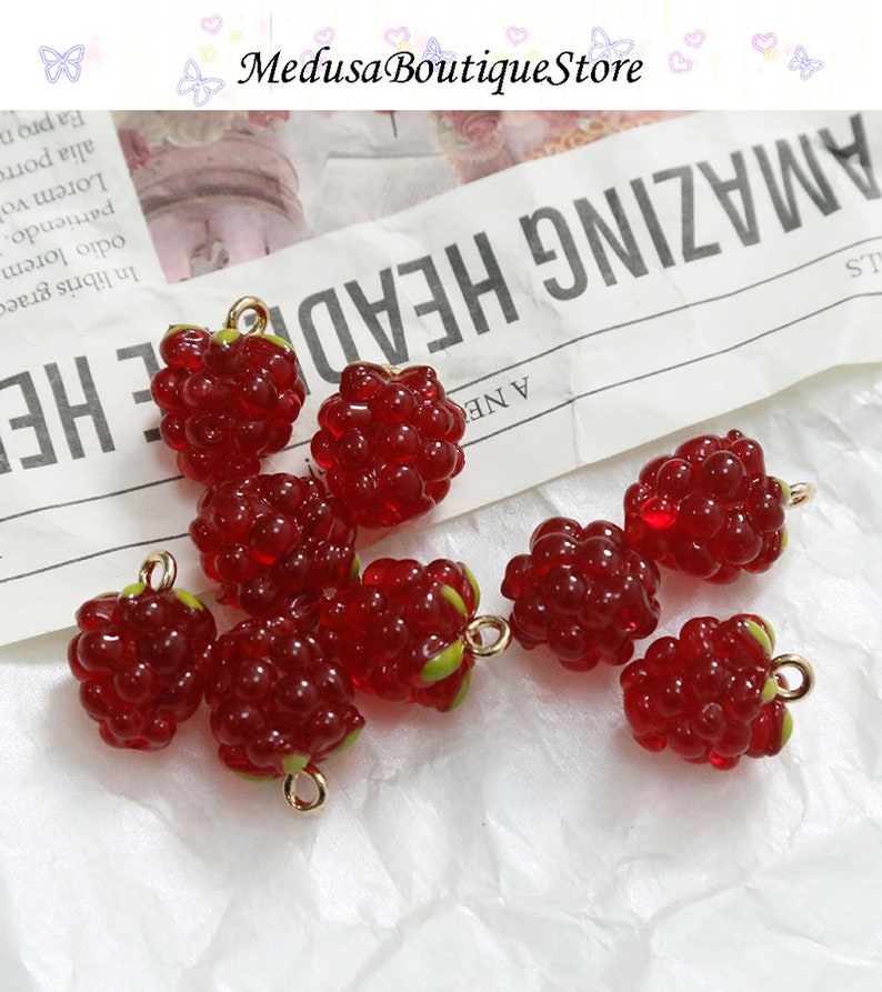 5 pièces breloques raisin framboise, pendentif breloques fruits en résine, accessoires de bijoux à bricoler soi-même, bracelet collier boucle d'oreille résultats fournitures d'artisanat image 6