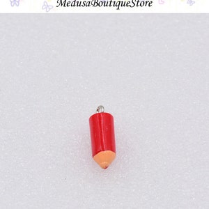 10pcs Pencil Charms, Pencil Resin Pendant, DIY Bracelet Necklace Earring Jewelry Findings Craft Red