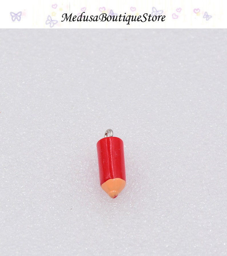 10pcs Pencil Charms, Pencil Resin Pendant, DIY Bracelet Necklace Earring Jewelry Findings Craft Red