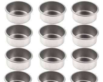 12pcs Tea Light Cups,Tea Light Candle Cup, Metal Wax Holders ,Jar Making Container Mold