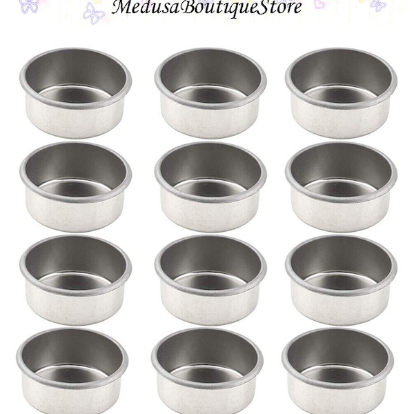 12pcs Tea Light Cups,Tea Light Candle Cup, Metal Wax Holders ,Jar Making Container Mold