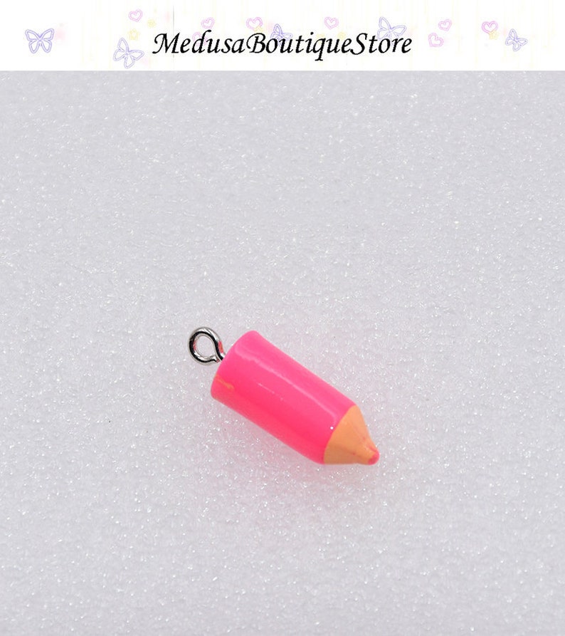 10 pcs crayon breloques, crayon résine pendentif, bracelet à bricoler soi-même collier boucle d'oreille résultats de bijoux artisanat Rose Red