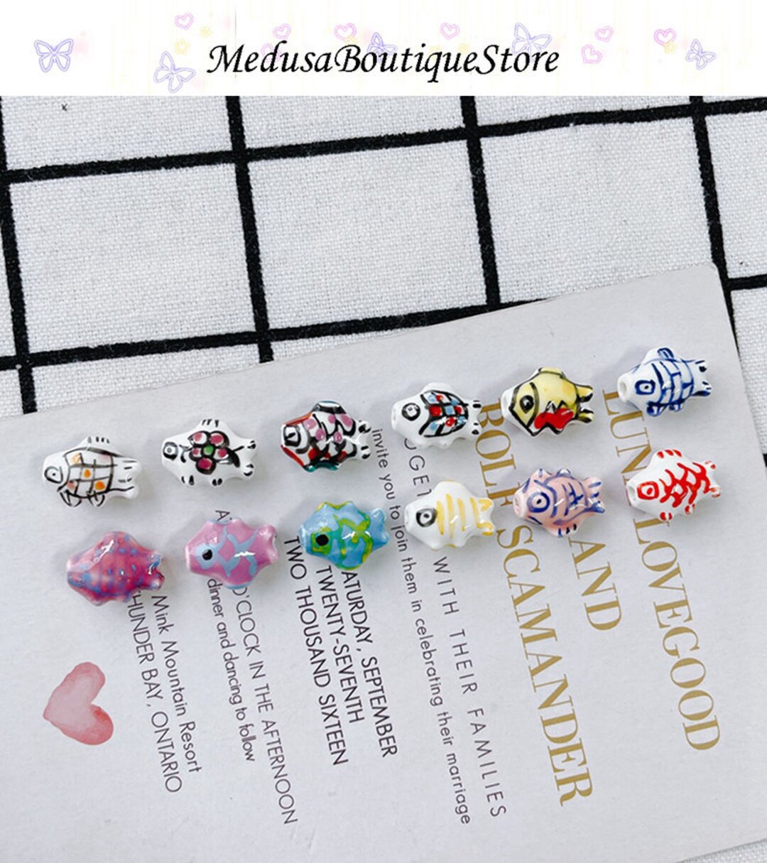 2pcs Ceramic Fish Beads Color Fish Beads Charms DIY Bracelet Etsy