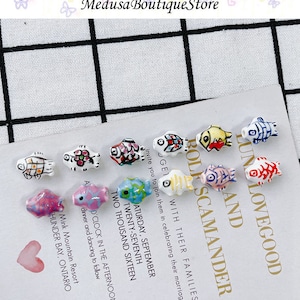 2pcs Ceramic Fish Beads, Color Fish Beads Charms, DIY Bracelet Necklace Earring Jewelry Findings Craft