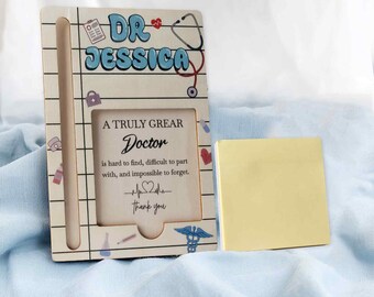Porta note adesive personalizzate per medici, regalo con blocco note in legno