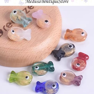 5pcs Ocean Fish Beads, Color Glass Glitter Fish Beads Charms, DIY Bracelet Necklace Earring Jewelry Findings Craft