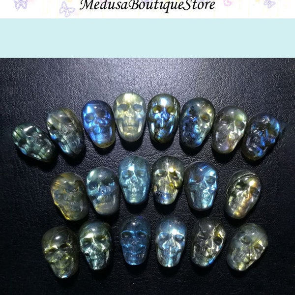 10x15mm Natural Labradorite Carving Skull Cabochon, Labradorite Skull Pendant, Hand Carved Crystal Skull, Send Random