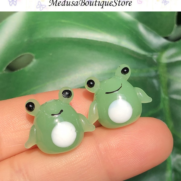 2Pcs Frog Beads, Cute Frog Glass Beads Pendant, DIY Jewelry Accessories, Bracelet Necklace Earring Findings Craft