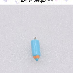 10pcs Pencil Charms, Pencil Resin Pendant, DIY Bracelet Necklace Earring Jewelry Findings Craft Blue