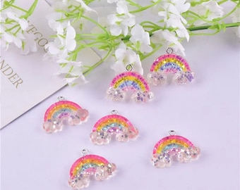 5 ciondoli arcobaleno, pendenti arcobaleno, accessori per gioielli fai da te, forniture per l'artigianato di bracciali, collane e orecchini