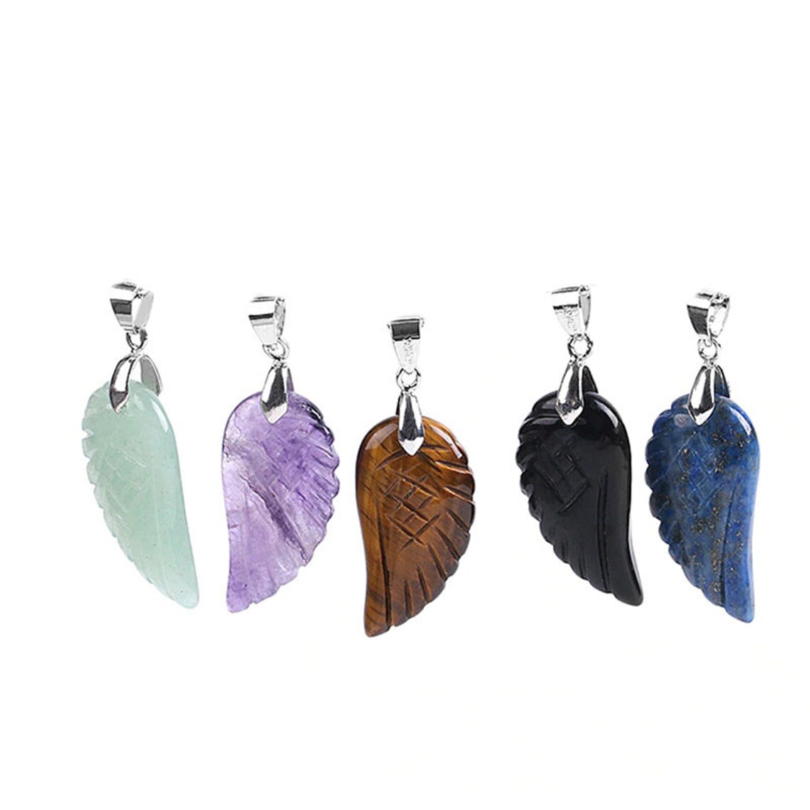 Angel Wing Crystal Pendant Natural Stone Quartz Crystal Etsy