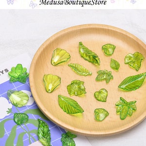 100pcs Green Leaf Beads, Acrylic Leaf Beads Pendant, DIY Bracelet Necklace Earring Jewelry Findings Craft