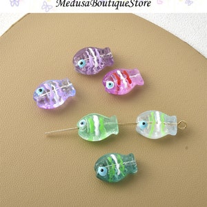2pcs Ocean Fish Beads, Color Glass Fish Beads Charms, DIY Bracelet Necklace Earring Jewelry Findings Craft