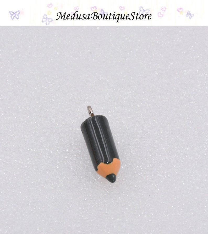 10pcs Pencil Charms, Pencil Resin Pendant, DIY Bracelet Necklace Earring Jewelry Findings Craft Gray