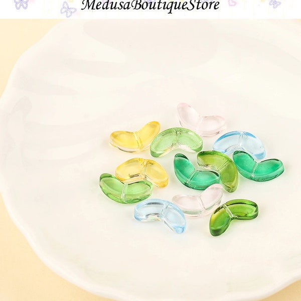 20pcs Leaf Glass Beads Charms, Tulip Charms Pendant, Jewelry Accessories,Bracelet Necklace Earring Jewelry Findings Craft