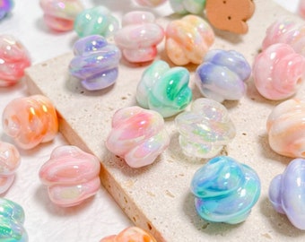 10pcs Colorful Cream Spiral Beads, Acrylic Colorful Beads Pendant, DIY Jewelry Accessories For Bracelet Necklace Earring