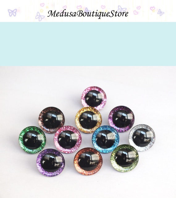 10 Pairs 3D Glitter Safety Doll Eyes , Colorful Toys Eyes,Doll Toy Bear Crafts DIY 9-58mm