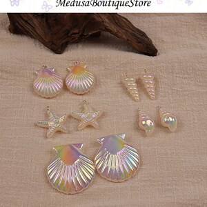 2pcs Resin Seashell Charms, Conch, Starfish Charms, DIY Bracelet Necklace Earring Jewelry Findings Craft