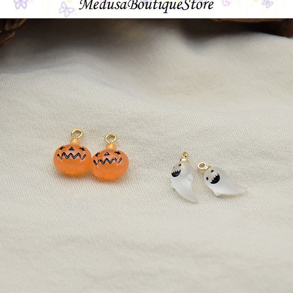 5pcs Ghost Charms, Pumpkin Ghost Pendant, Resin Charms Pendant, DIY Bracelet Necklace Earring Jewelry Findings Craft