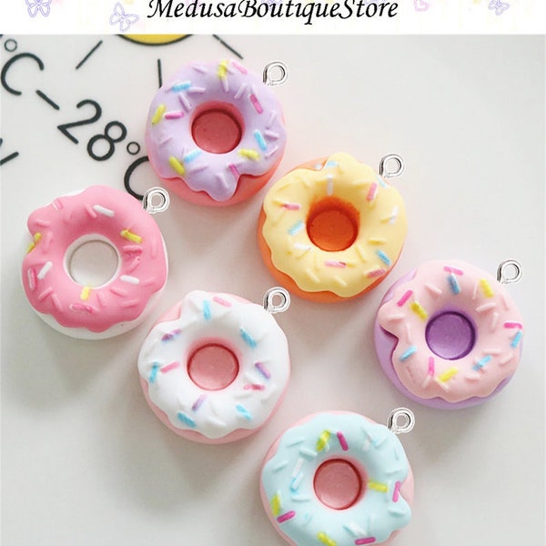 5Pcs Donut Charms, Cute Donut Pendant, DIY Jewelry Accessories,Bracelet Necklace Earring Jewelry Findings Craft Supplies