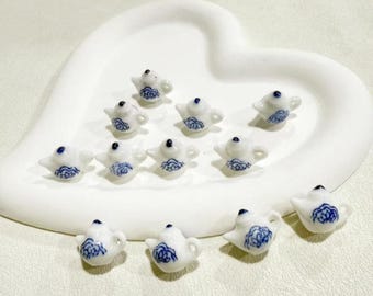 Pendentifs pour théière en céramique : accessoires pour bijoux DIY, pendentifs tasse de thé (5 pièces, 15 x 20 mm)