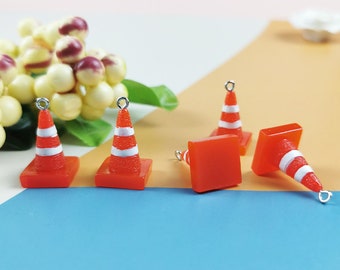 5 stuks hars verkeerskegel bedels, doe-het-zelf sieraden accessoires, armband ketting oorbel ambachtelijke benodigdheden