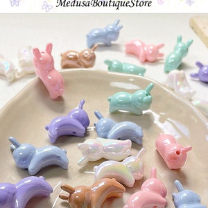 5 pcs Perles De Lapin De Couleur, Pendentif Perles De Lapin Mignon, DIY Bracelet Collier Boucle D&#39;oreille Résultats De Bijoux Artisanat