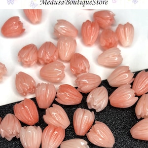 10Pcs Tulips Flower Shell Beads, Tulip Bead Charm, Flower Charms, DIY Jewelry Accessories
