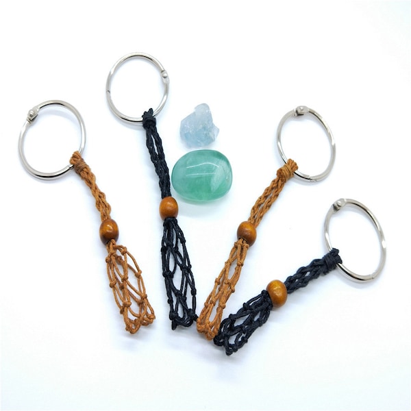 Stone Holder Keychain, Handmade Macrame Crystal Holder, Crystal Holder Key Chain Without Stone