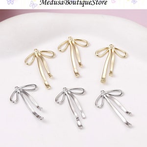 2pcs Gold Plated Bowknot Charm, Bowknot Pendant, DIY Earring Jewelry Findings Pendant Craft Accessories