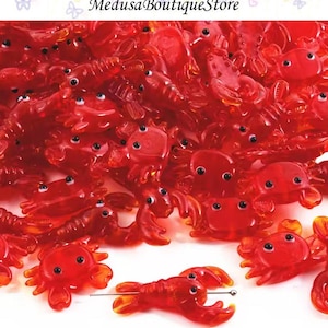 5pcs Glass Crab Beads, Lobster Beads Pendants, DIY Bracelet Necklace Earring Jewelry Findings Craft