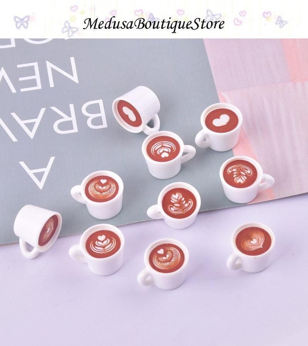 5pcs Coffee Cup Charms, Coffee Charms Pendant, DIY Jewelry Accessories