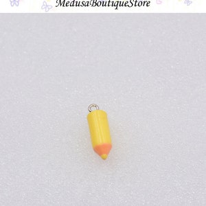 10pcs Pencil Charms, Pencil Resin Pendant, DIY Bracelet Necklace Earring Jewelry Findings Craft Yellow