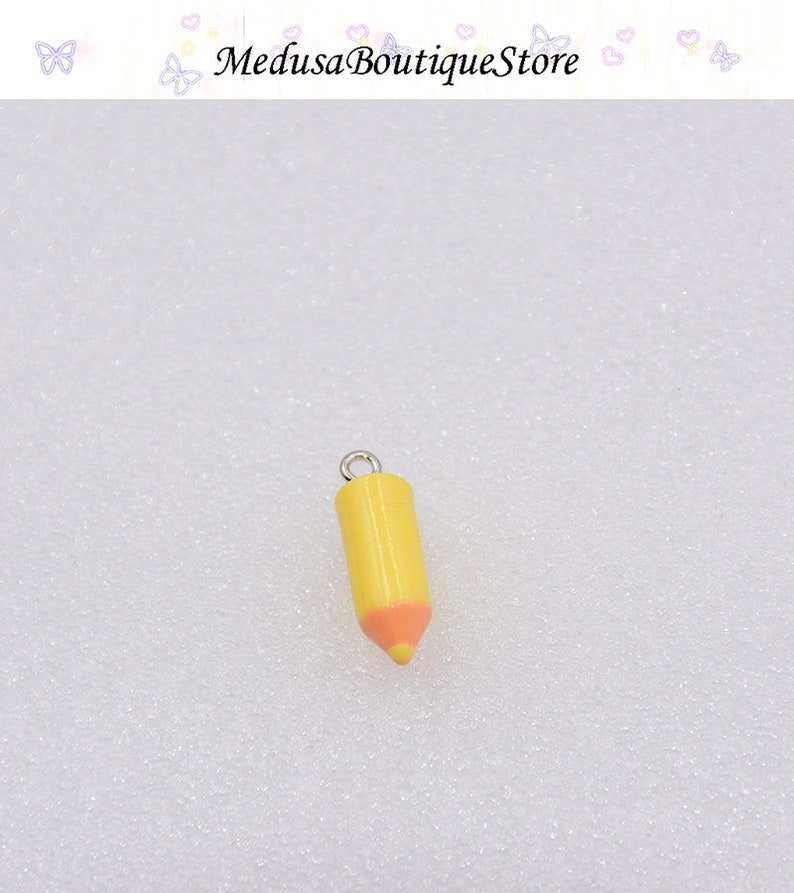 10pcs Pencil Charms, Pencil Resin Pendant, DIY Bracelet Necklace Earring Jewelry Findings Craft Yellow