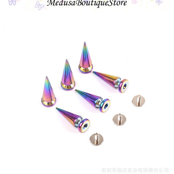 Rainbow Bullet Punk Spikes, Leather Crafts Screw Punk Studs,Metal Screw Rivets ,Punk Stud Rivets Screw,Hardware Accessories