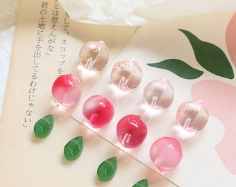 10pcs Cute Peach Beads,Pink Peach Beads Pendant, DIY Bracelet Necklace Earring Jewelry Findings Craft
